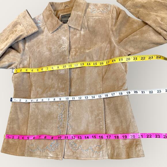 Brandon Thomas Vintage Suede Leather Button Up Jacket Western Women Size M Tan - Picture 13 of 15